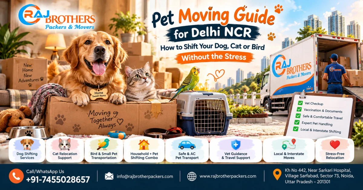 Pet Moving Guide for Delhi NCR - How to Shift Your Dog, Cat or Bird Without the Stress - Raj Brother Packers