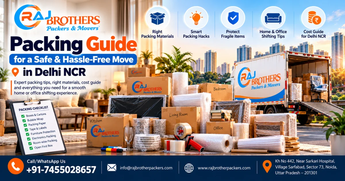Professional packer wrapping fragile items with bubble wrap for safe home relocation in Delhi NCR